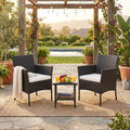 Haven Leaf 3-Piece Outdoor Patio Wicker Furniture Set with Glass Table